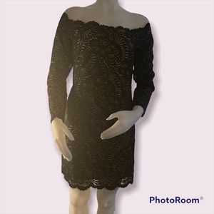 Bebe Black Lace Off Shoulder Mini Dress Party Cocktail L